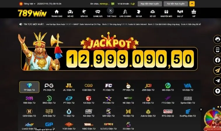 Sảnh nổ hũ 789WIN hợp tác với nhiều nhà cung cấp game hàng đầu