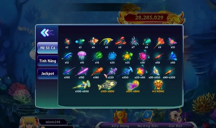 Bí Quyết Chơi Vua Bắn Cá Tại 789WIN Để Thắng Lớn 2 Hệ thống sinh vật trong game Vua Bắn Cá tại 789WIN